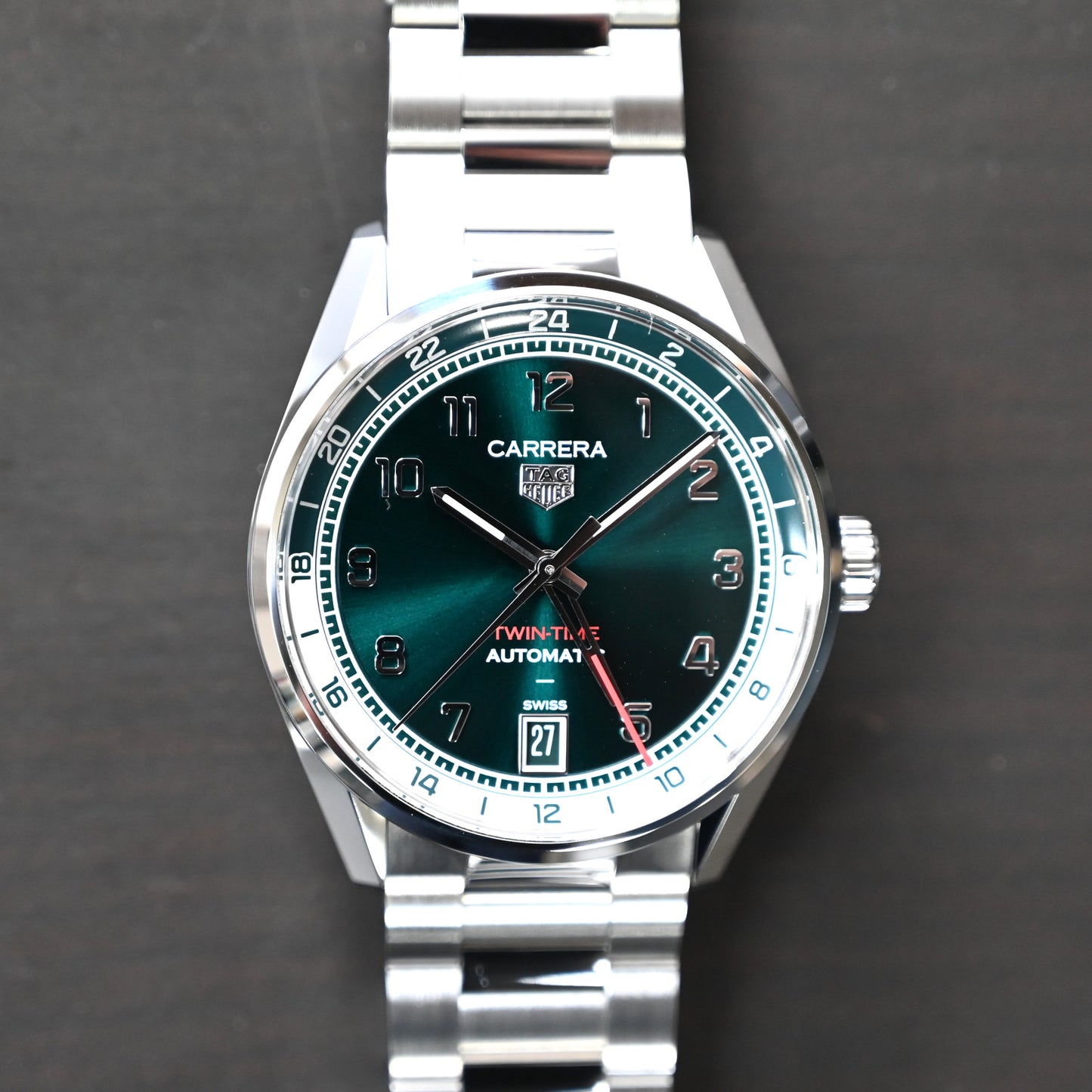 TAG HEUER】タグホイヤー カレラ デイト ツインタイム WDA2114.BA0043　中古極美品
