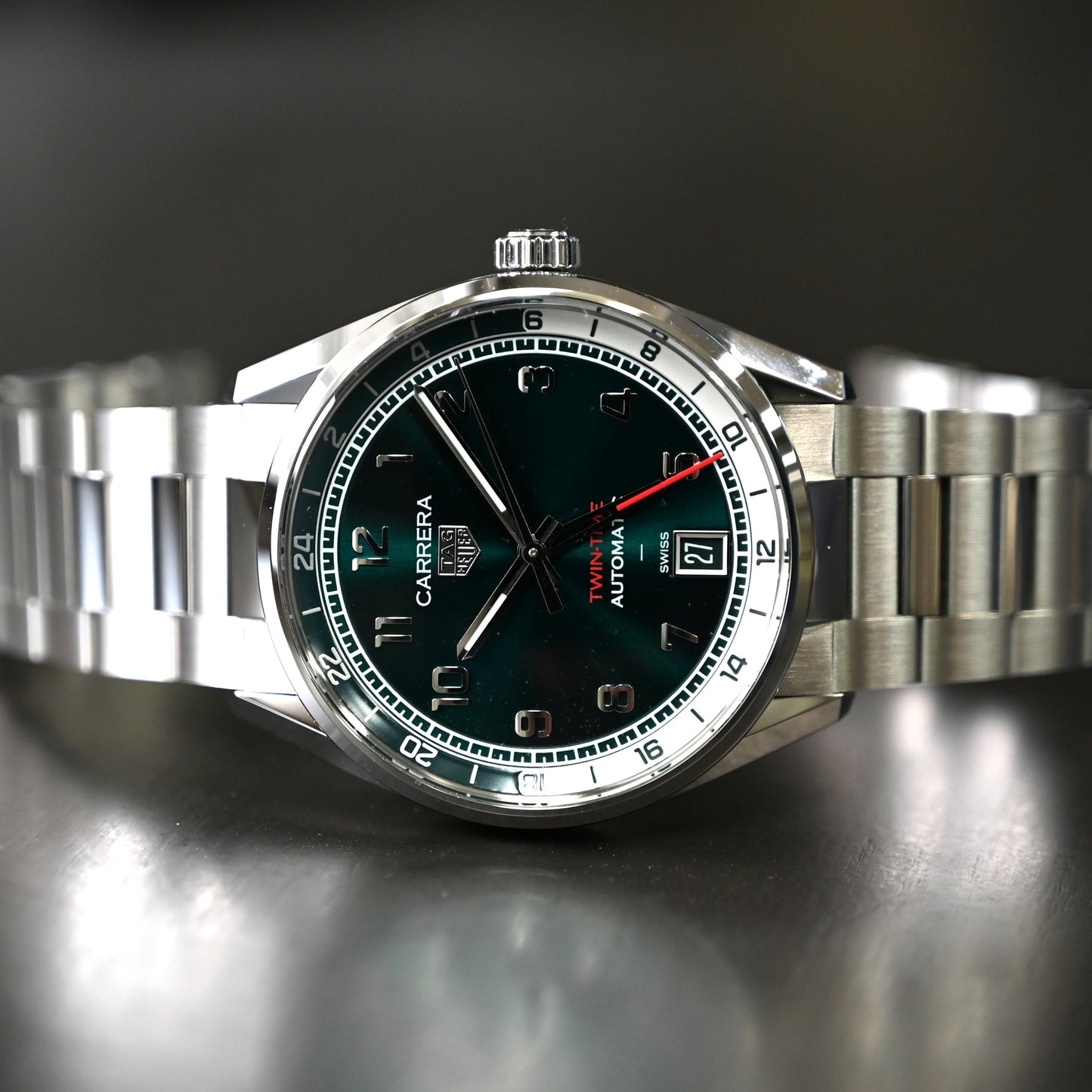 TAG HEUER】タグホイヤー カレラ デイト ツインタイム WDA2114.BA0043　中古極美品