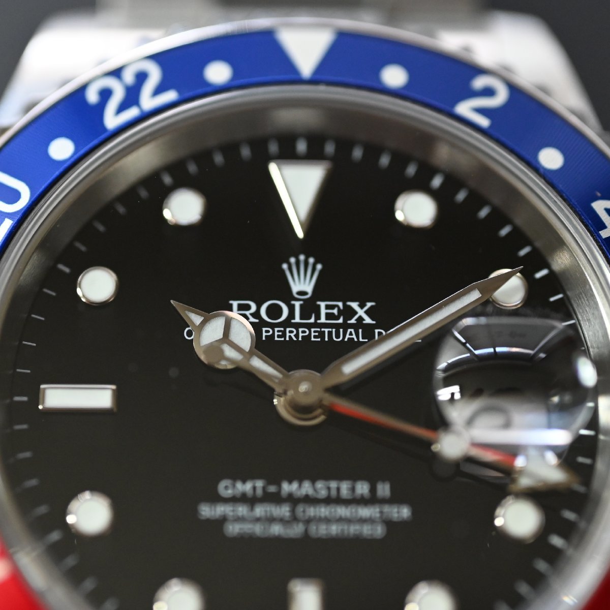 ロレックス【ROLEX】GMTマスターII STICK DIAL 16710BLRO Z番　完品　極美品
